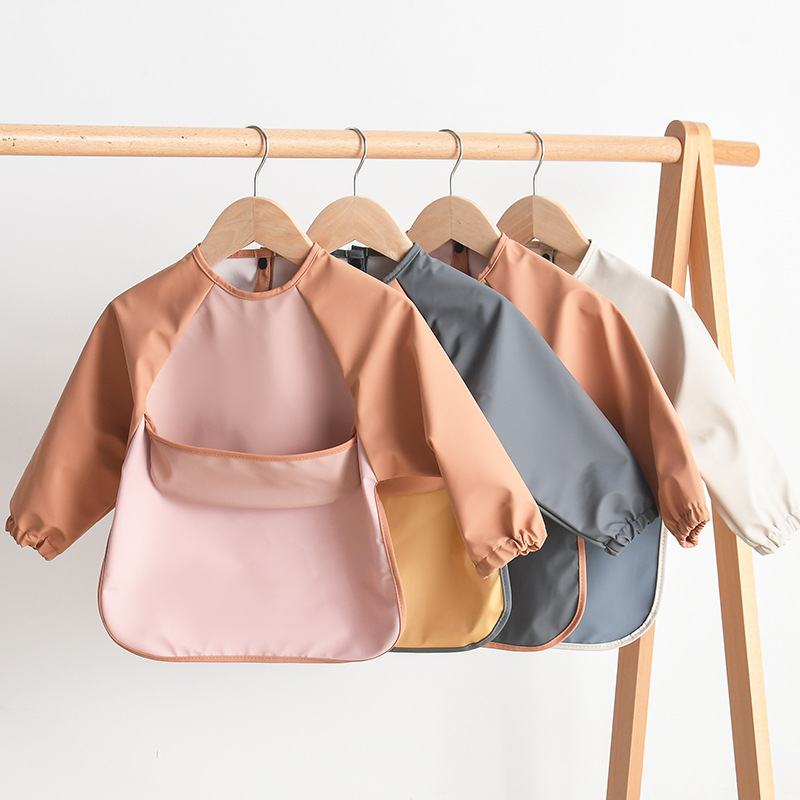 Art Craft And Cloth - เด็กทารกแขนยาว PU Bibs เด็กศิลปะหัตถกรรมกันน้ํา Mealtime Protection