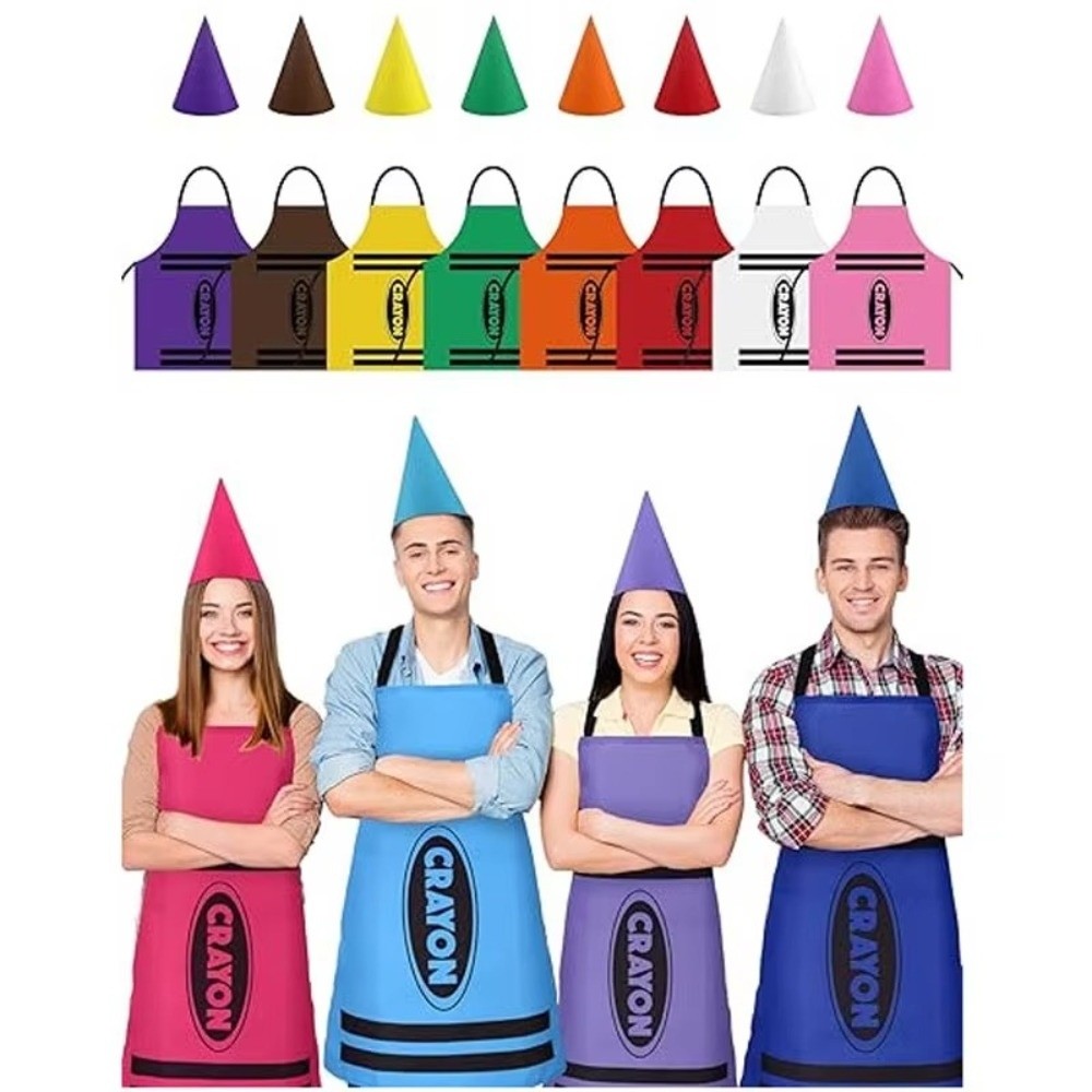Art Craft Hat - ชุดตุ๊กตาโนมธีมสีสันสดใส ชุดแฟนซีตลกๆ ผ้ากันเปื้อนลายสีเทียน ชุดทำความสะอาด งานศิลปะ งานฝีมือ