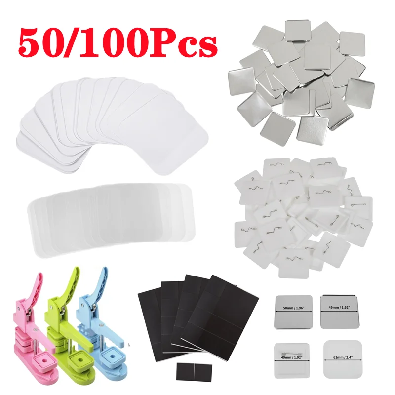 Art Craft Magnet - แม่เหล็กติดตู้เย็นขนาด 50*50 มม. 50/100 ชิ้น อุปกรณ์ทำป้ายติดตู้เย็น