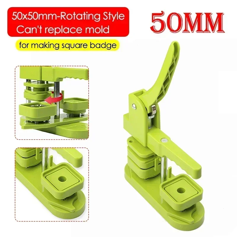 Art Craft Magnet - เครื่องทำป้ายสี่เหลี่ยมแบบหมุนได้ สีเขียว ขนาด 50 มม. สำหรับทำแม่เหล็กติดตู้เย็นขนาด