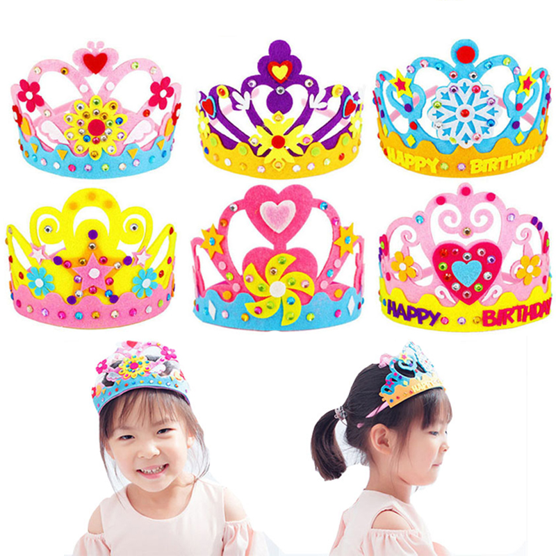 Art Craft 6 Year Old - DIY หัตถกรรมของเล่นมงกุฎสร้างสรรค์กระดาษดอกไม้ดาวรูปแบบของเล่นสําหรับเด็กเด็กอนุบาล Art Party ตกแต่ง