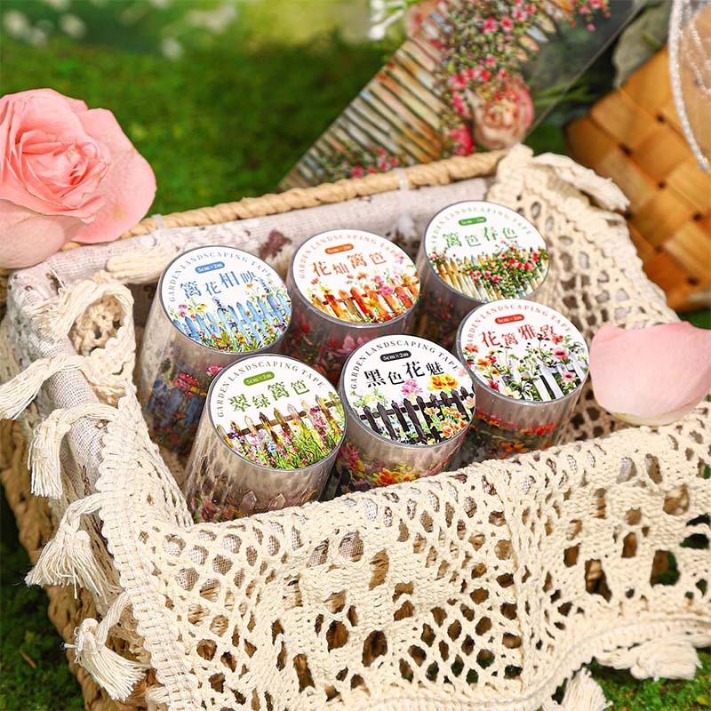 Washi Tape Rolls - เทปวาชิ PET ลายรั้วบ้าน 1 ม้วน เทปตกแต่งลายรั้วสวน