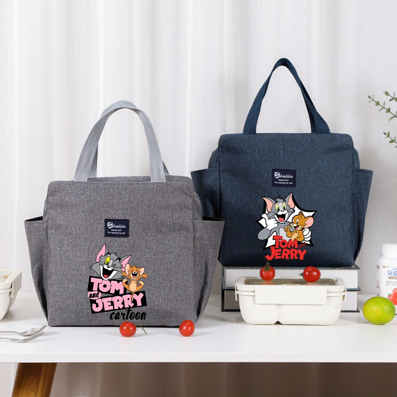 Art Craft Bag - ทอมแอนด์เจอร์รี่กระเป๋าใส่อาหารกลางวันความจุขนาดใหญ่ กระเป๋าถือลายการ์ตูนอนิเมะ กระเป๋าถือแบบเรียบง่าย กระเป๋าปิคนิคแบบมีฉนวน