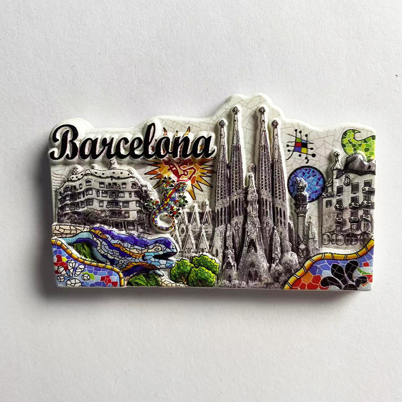 Art Craft Magnet - บาร์เซโลนาของที่ระลึกตกแต่งบ้านคอลเลกชันศิลปะและหัตถกรรมของขวัญ Sagrada Familia Cathedral 3D สเตอริโอแม่เหล็กตู้เย็น