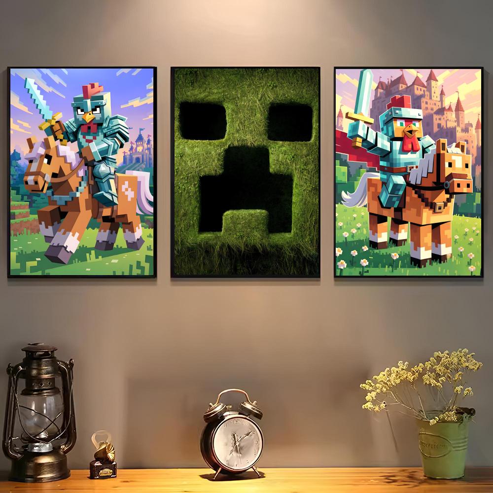 Art Craft Bar - โปสเตอร์เกม Minecraft สำหรับงานศิลปะแบบติดด้วยตนเอง สติกเกอร์กระดาษกันน้ำ ตกแต่งผนังร้านกาแฟ บาร์