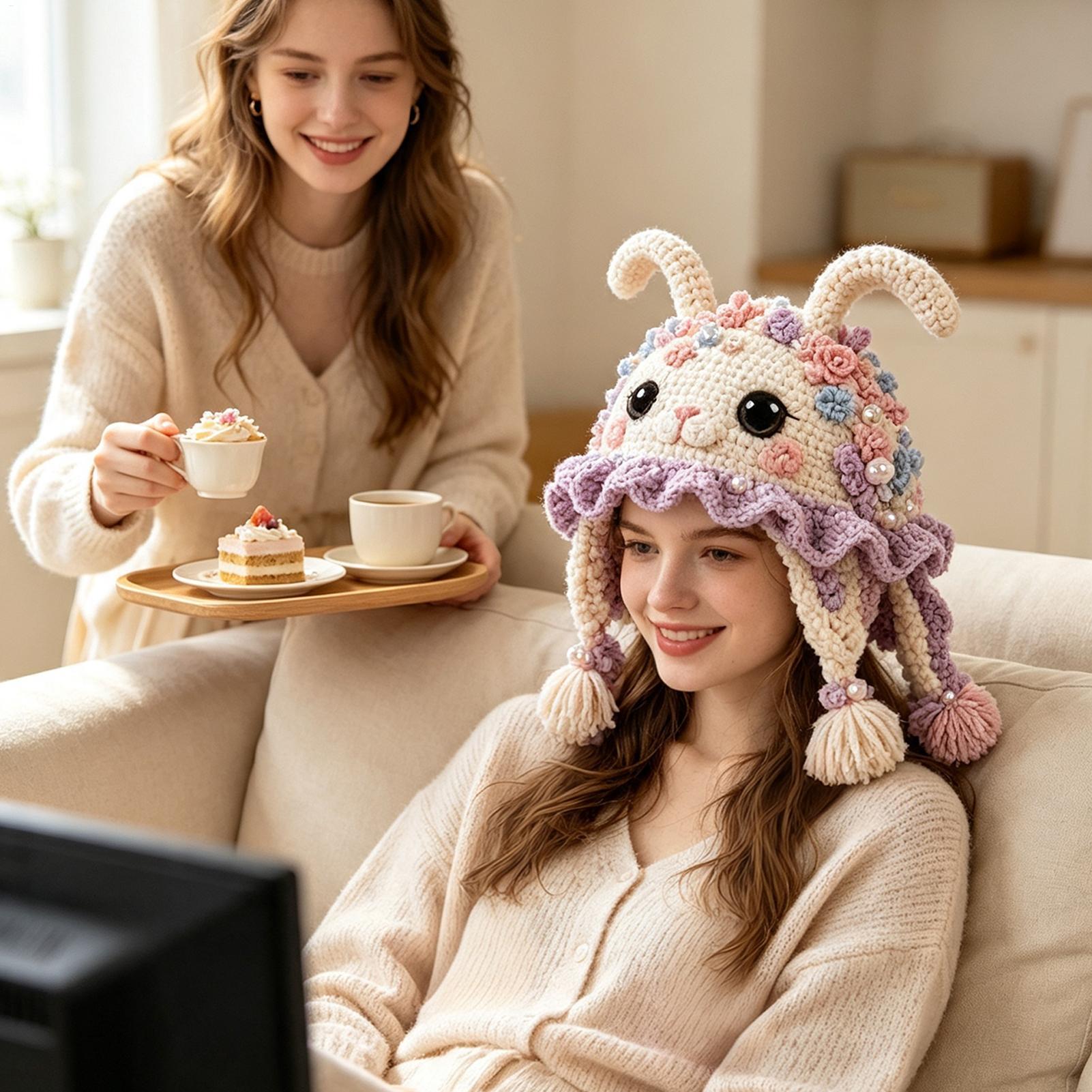 Art Craft Hat - ชุดอุปกรณ์ถักหมวกโครเชต์ หมวกสัตว์ทะเลทำมือ อุปกรณ์งานฝีมือ ชุดถักนิตติ้ง สำหรับภรรยา ผู้ที่ชื่นชอบงานฝีมือ