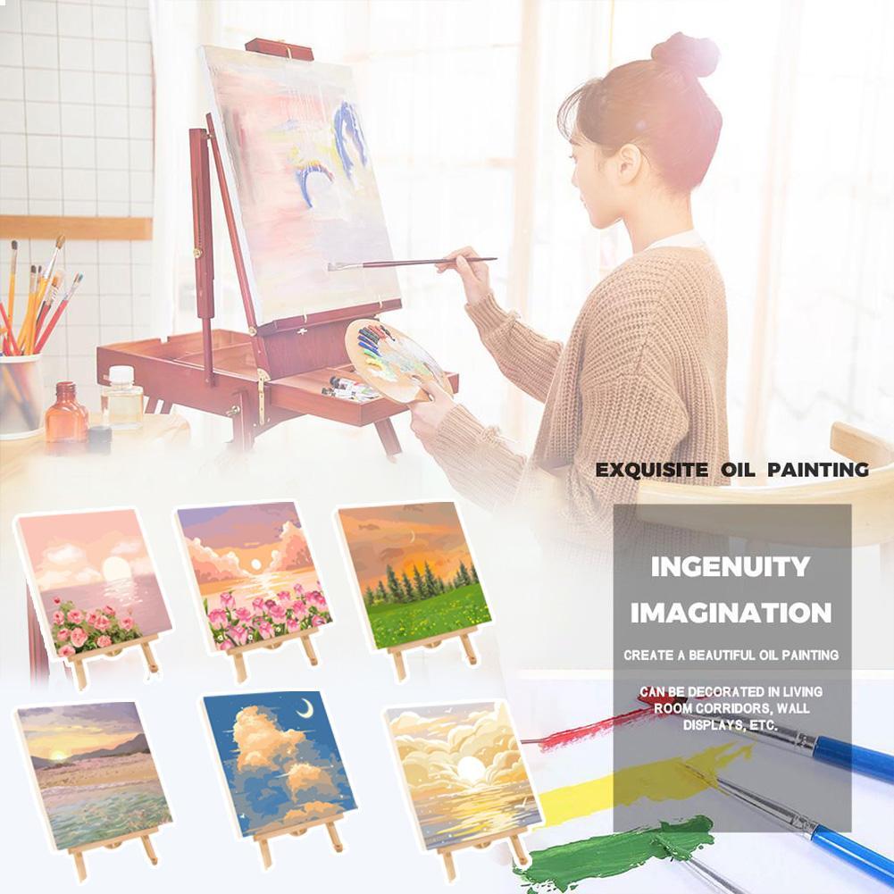 Art Craft And Cloth - ชุดระบายสีตามตัวเลข DIY สำหรับผู้ใหญ่และเด็ก 6 แบบ ชุดภาพวาดสีน้ำมันทิวทัศน์