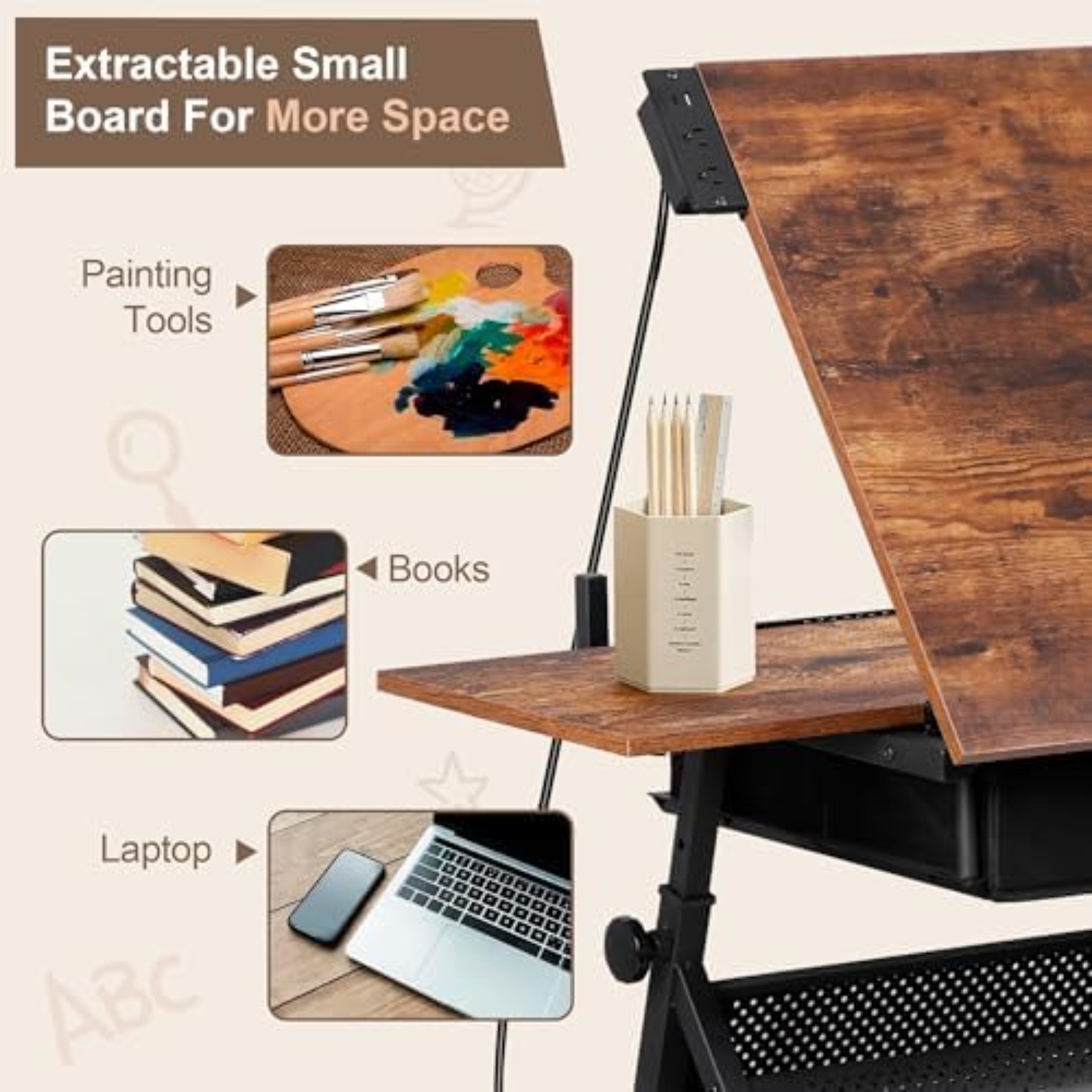 โต๊ะเขียนแบบปรับระดับได้พร้อมเ - Art Crafts บทวิจารณ์และราคา